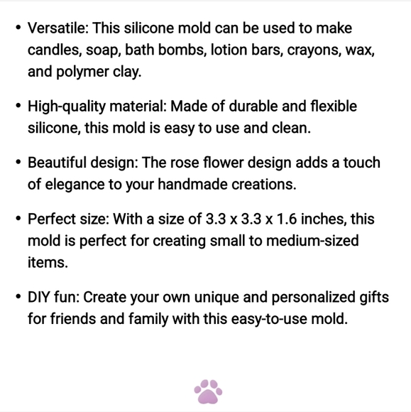 1pc Rose Flower Silicone Candle Mold For Handmade Soap, Bath Bomb, etc. - Picture 6 of 6